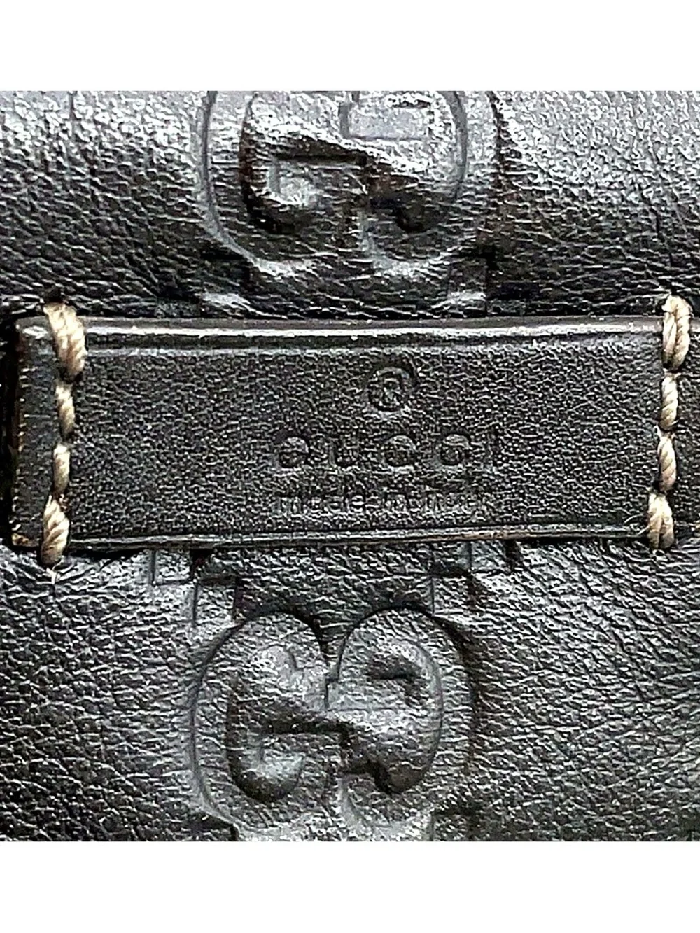 GUCCI Embossed GUCCISIMA Leather Briefcase - Dark Brown PROFESSIONAL